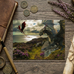 Magical Dragon Ocean Cliff Postcard