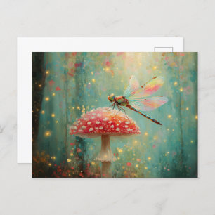 Magical Dragonfly on a Mushroom Postcard