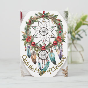 Magical Dreamcatcher Christmas Wreath Holiday Card