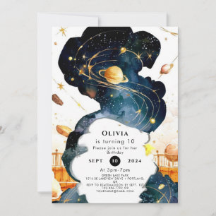 Magical Editable Space Birthday Invitation