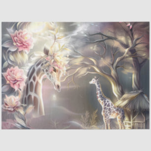 Magical Elegant  Floral Giraffe Decoupage  Tissue Paper