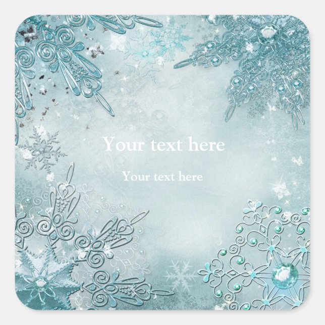 Magical Elegant Winter Snowflakes Sticker Label (Front)