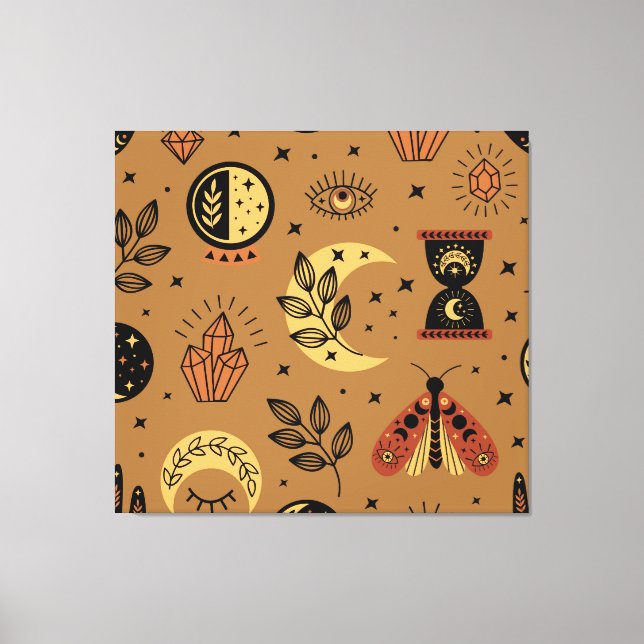 Magical Elements: Enchanting Seamless Pattern Canvas Print (Front)