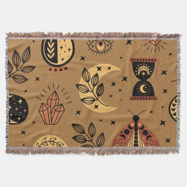 Magical Elements: Enchanting Seamless Pattern Throw Blanket (Front)