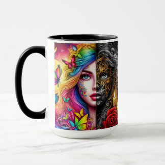 Magical Elven Duality - Day - Night Realms Mug