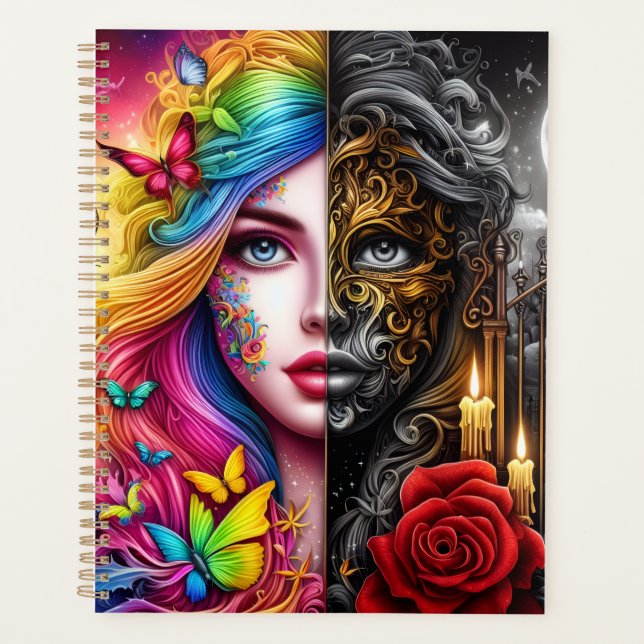 Magical Elven Duality - Day - Night Realms Planner (Front)