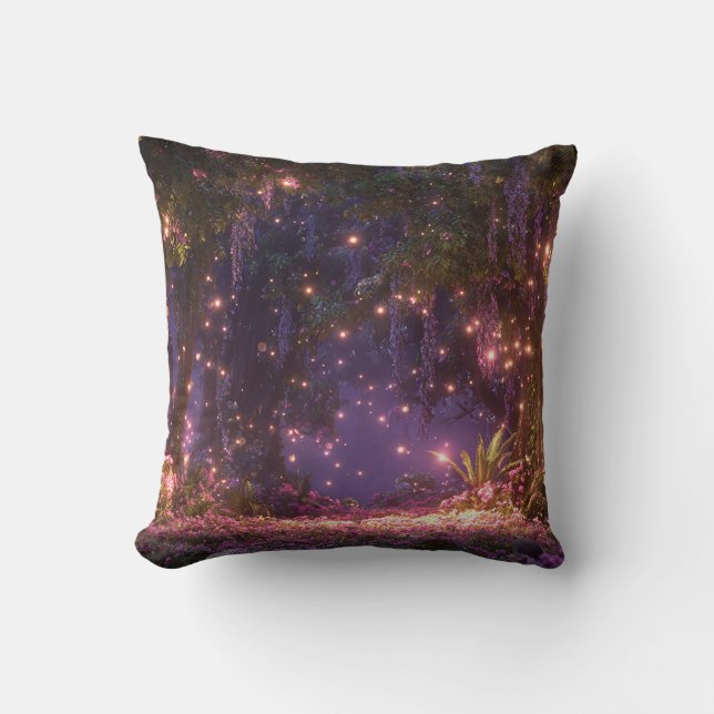 Magical Enchanted Forest Throw Pillow (Front)
