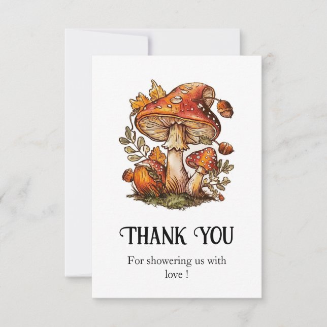 Magical Enchanted Mushroom Baby Shower Thank You Card (Front)