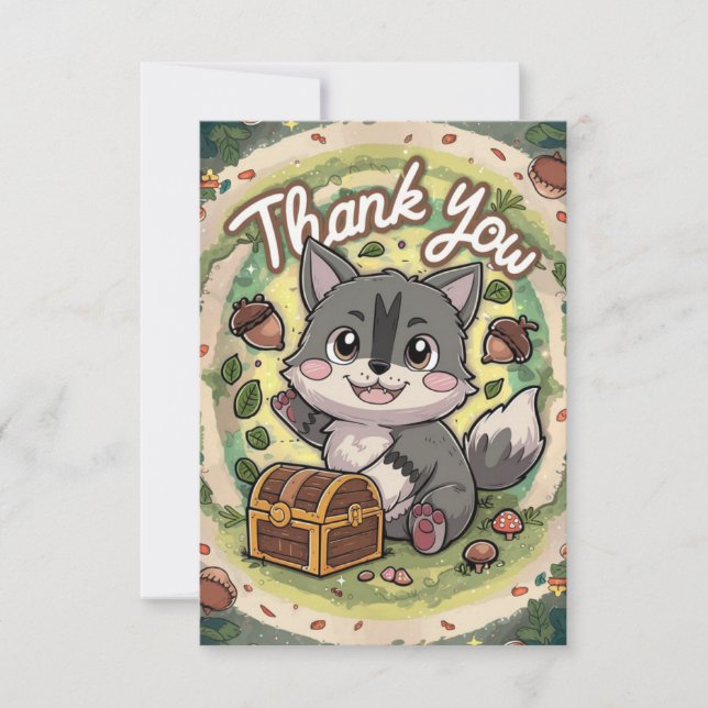 Magical Enchanted Wolf Thank You Card (Front)