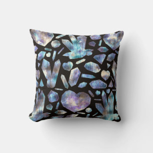Magical Energy Crystals Rainbow Crystal Rocks Throw Pillow