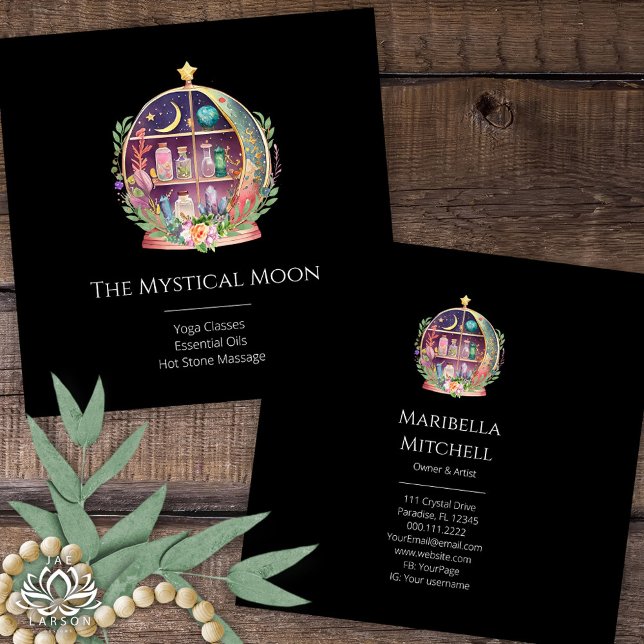 Magical Essential Oils Apothecary Yoga Crystals Square Business Card (Creator Uploaded)