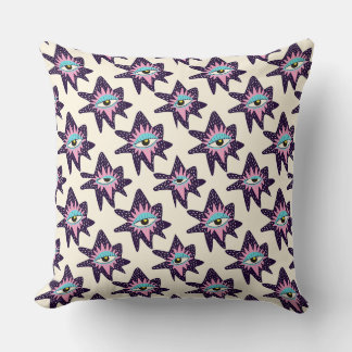 Magical Eye Pink Star Repeat Pattern Art Throw Pillow