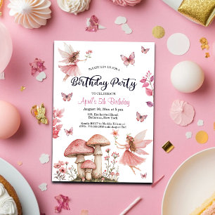 Magical Fairies Wonderland 5th Birthday Invitation
