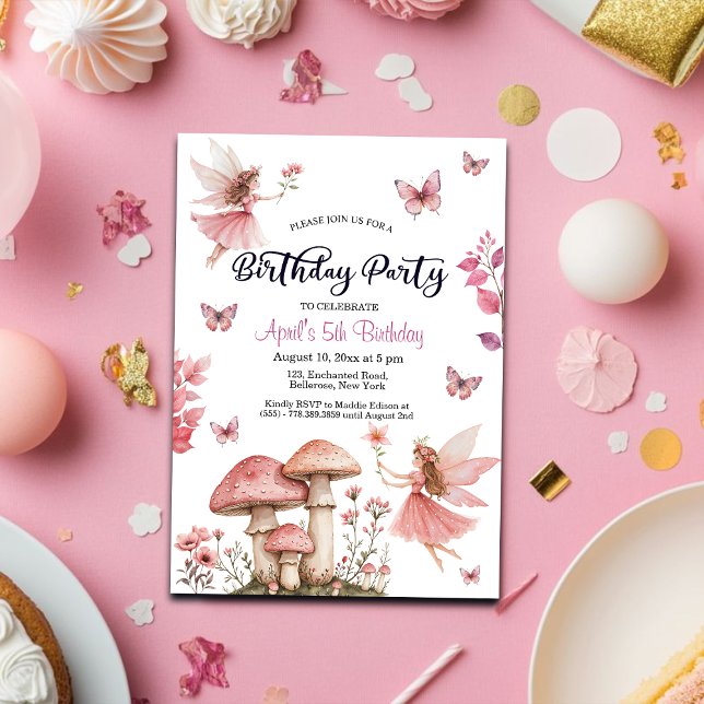 Magical Fairies Wonderland 5th Birthday Invitation (Creator Uploaded)