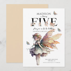 Magical Fairy 5th Birthday Invitation