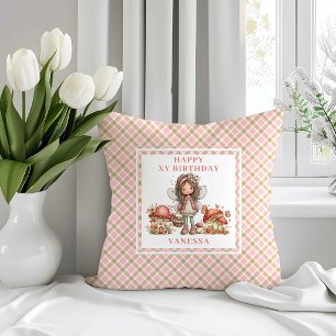 Magical Fairy 6th Birthday Pastel Floral Pillow