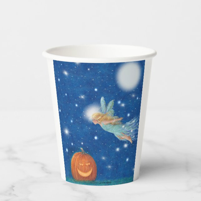 Magical Fairy and Jack O'Lantern Halloween party Paper Cups (Front)