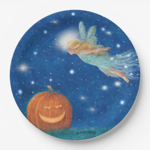Magical Fairy and Jack O'Lantern Halloween party Paper Plate