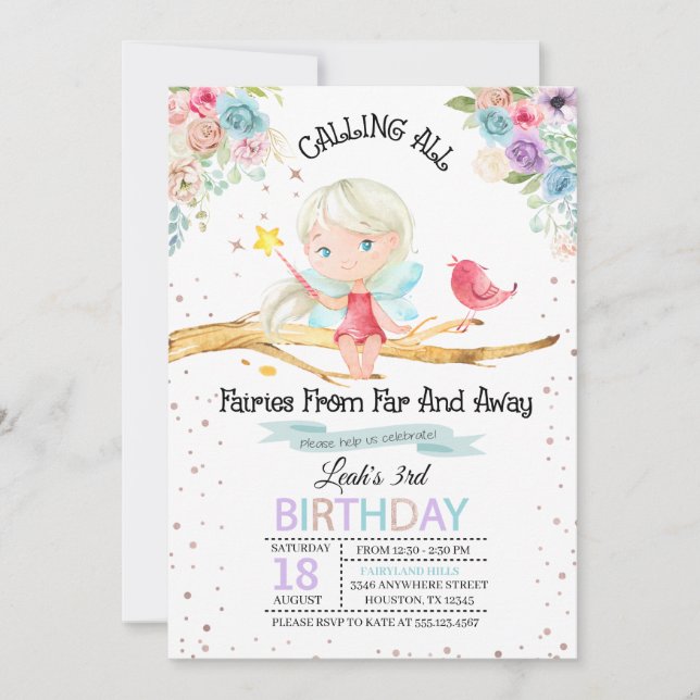 Magical Fairy Birthday Invitation (Front)