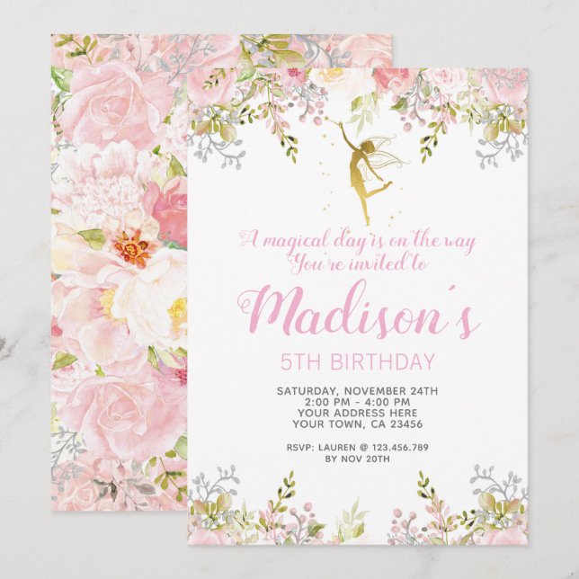 Magical Fairy Birthday Invitation Photo (Front/Back)