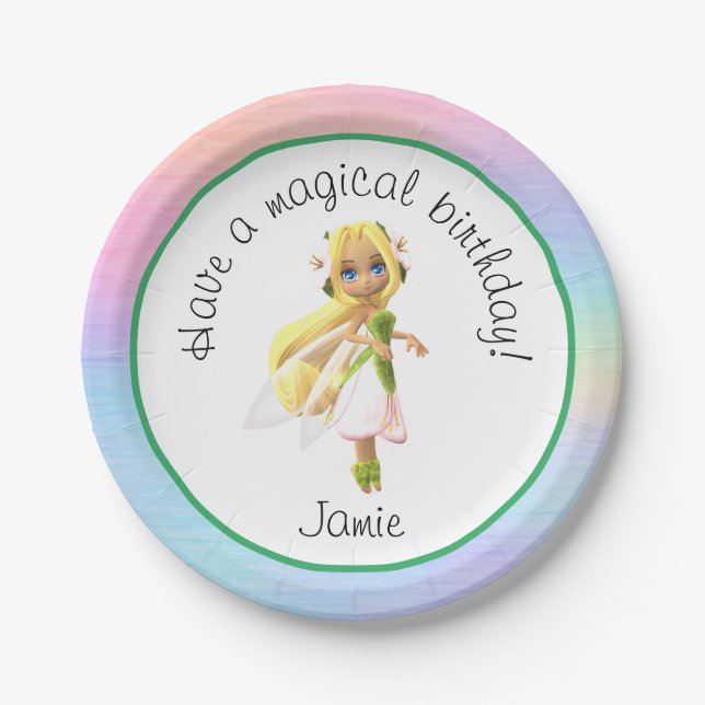 Magical Fairy Birthday Party Paper Plates (Front)
