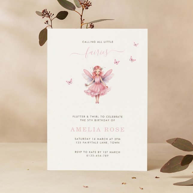 Magical Fairy Birthday Whimsical Simple Elegant Invitation (Creator Uploaded)