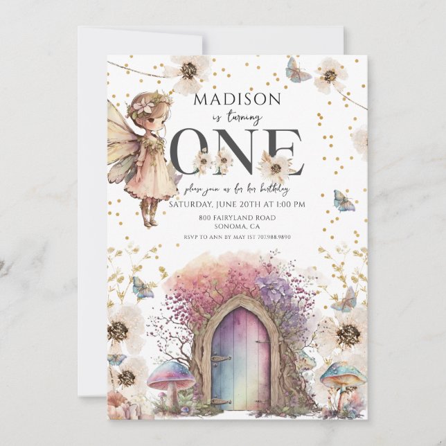 Magical Fairy Door 1st Birthday Invitation (Front)