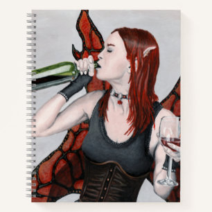 Magical Fairy Drinking Wine Fantasy Art Notebook