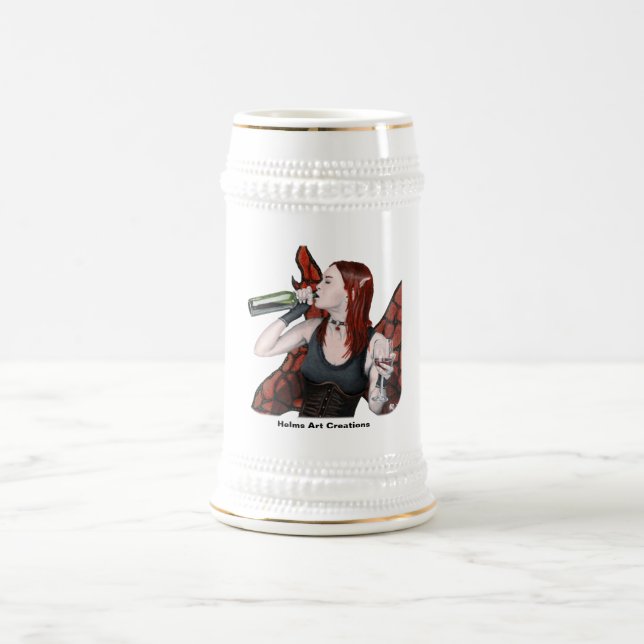 Magical Fairy Drinking Wine Fantasy Art Stein (Center)