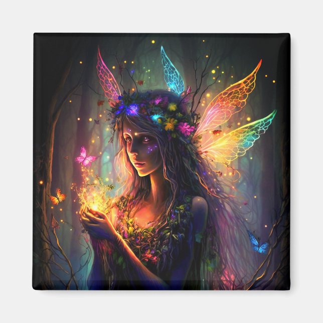 Magical Fairy Enchanted Forest Fantasy Butterflies Magnet (Front)