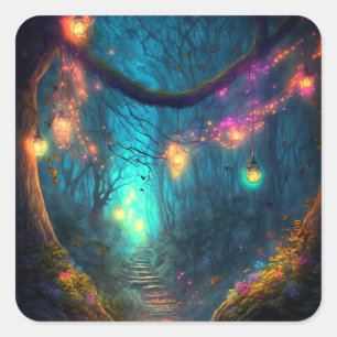 Magical Fairy Enchanted Forest Fantasy Pixie Dust Square Sticker