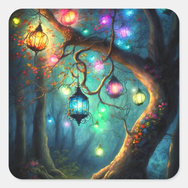 Magical Fairy Enchanted Forest Fantasy Pixie Dust Square Sticker (Front)