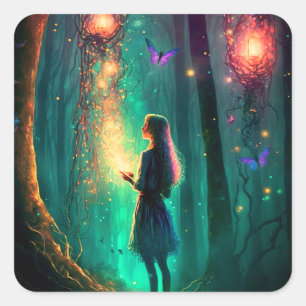 Magical Fairy Enchanted Forest Fantasy Pixie Dust Square Sticker