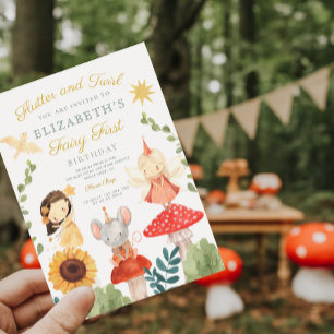 Magical Fairy First Birthday Mushroom Woodland Inv Invitation