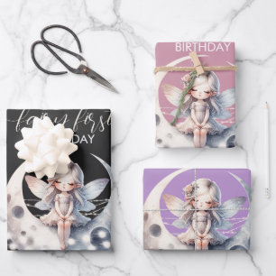 Magical Fairy First Girl Happy Birthday  Wrapping Paper Sheet