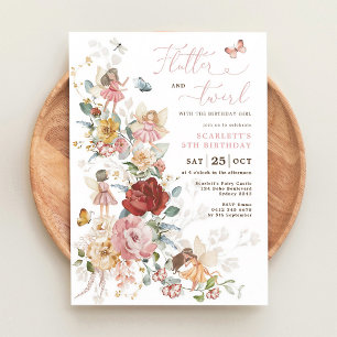 Magical Fairy Floral Garden Girls Birthday Invitation