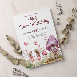 Magical Fairy Floral Garden Girls Birthday Invitation