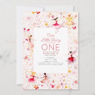 Magical Fairy Floral Garden Pink Girl's Birthday Invitation