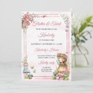Magical Fairy Floral Garden Pixie Girls Birthday Invitation
