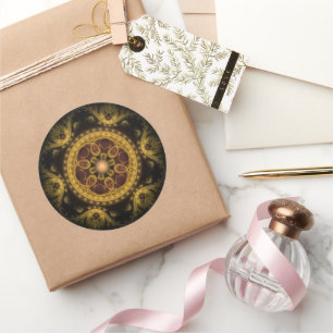 Magical fairy fractal pattern mandala classic round sticker