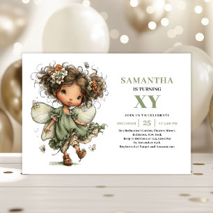Magical Fairy Girl Birthday Greenery Floral Invite