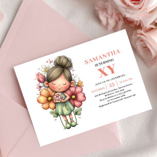 Magical Fairy Girl Birthday Pink Blush Floral  Invitation