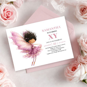 Magical Fairy Girl Birthday Rose Gold Floral  Invitation