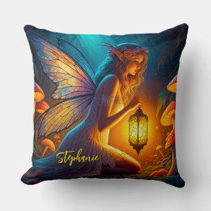 Magical Fairy In The Fantasy Garden  Throw Pillow