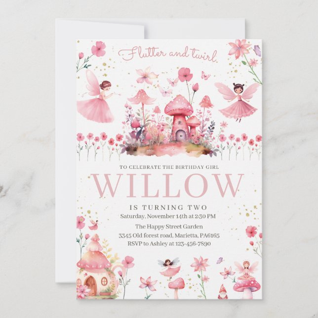Magical Fairy Invitation for Birthday Tea Party  (Front)