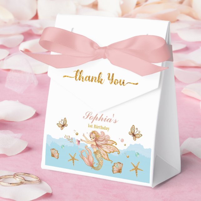 Magical Fairy Mermaid Girl's Birthday Party Favor Box (Wedding)