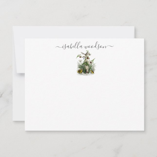 Magical Fairy Pixie Script Name Note Card (Front)