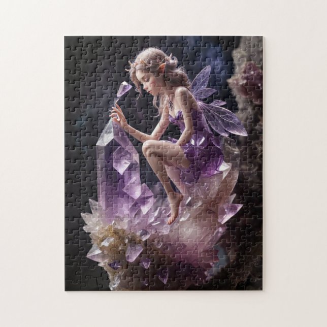 Magical Fairy Purple Amethyst Crystals  Jigsaw Puzzle (Vertical)