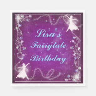 Magical Fairy Purple Starry Night Birthday Party Napkin