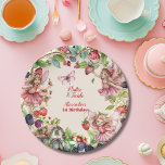 Magical Fairy Strawberry Garden Pixie 1st Birthday Paper Plate<br><div class="desc">Paper plates for the little one's first birthday celebration with the theme of the Enchanted Garden with Fairies and Strawberries! These plates are perfect for adding a touch of charm and cheer to your little one's birthday party. Crafted with care and attention to detail, our plates are adorned with a...</div>